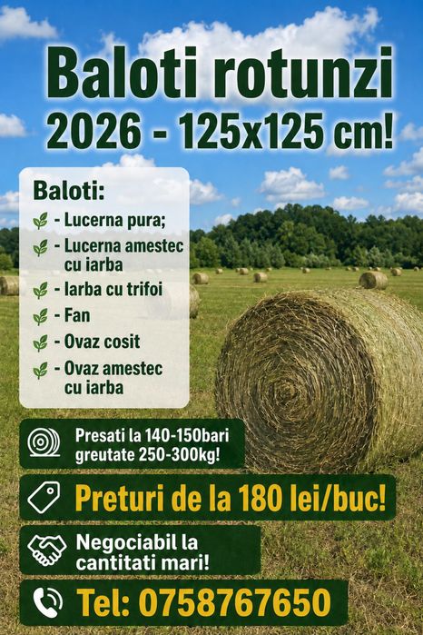 Baloti Lucerna - Ovaz Cosit - Iarba - Fan - Amestec
