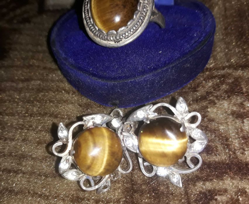 Серебряные кольцо и серьги 925