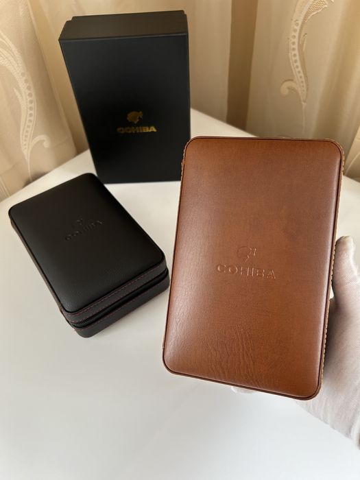 Cohiba преносим хумидор за 4 пури – кедър, кафяв/черен