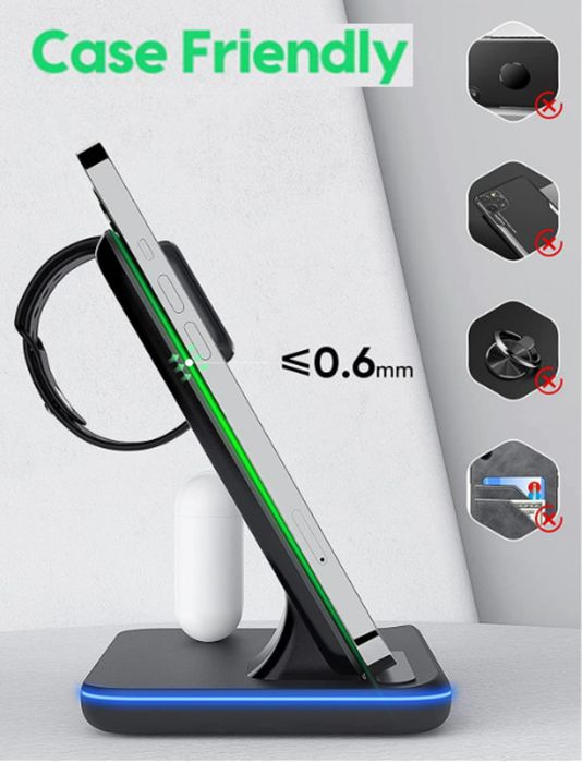 Incarcator Wireless REVOSE™, Statie Incarcare 3 In 1, Cablu inclus