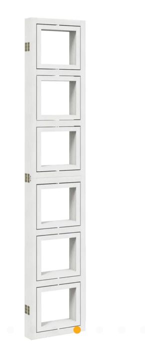 Paravan camera 5 panouri, alb, lemn masiv paulownia