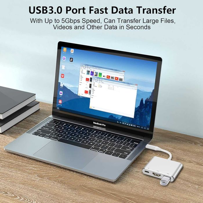НОВ! USB-C към HDMI адаптер 3-в-1 – 4K, PD 100W, USB 3.0