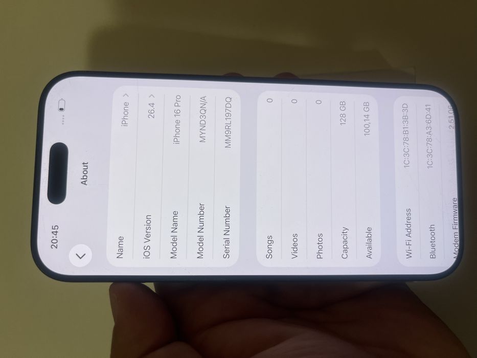 Iphone 16pro 128GB 95% bat