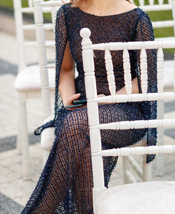 Rochie de seara, cusută manual, stofă premium