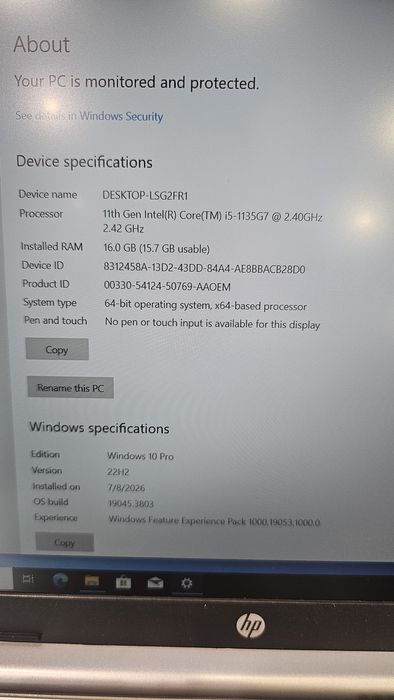 Laptop HP 250 G8 i5-1135G7 16gb 512ssd