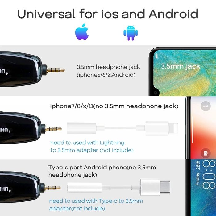 Беспроводной петличный микрофон XIAOKOA UHF, запись Vlog Youtube