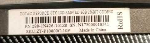 ZOTAC GTX 1080 8GB GDDR5X – 256bit