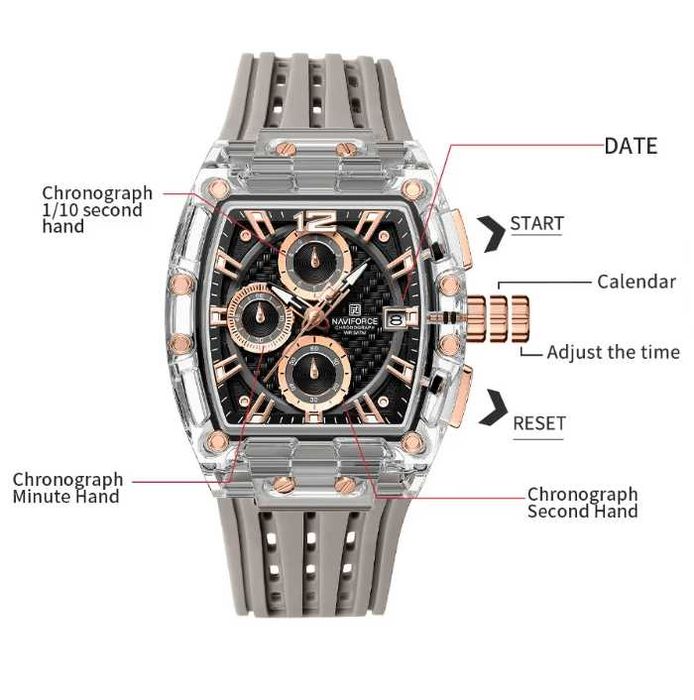 Мъжки часовник Naviforce 7105 – Grey + ПОДАРЪК