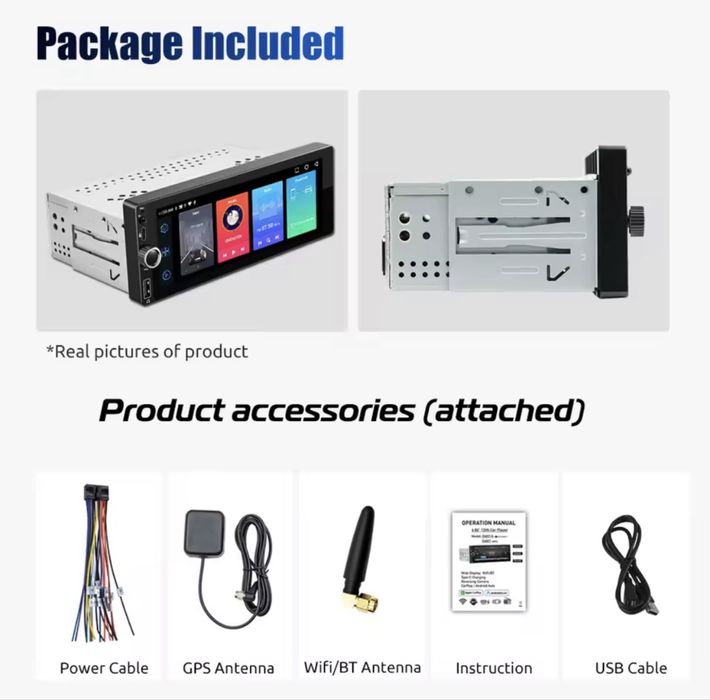 Мултимедия 1 DIN  4GB RAM / 64GB ROM Android 14 GPS Навигация Carplay