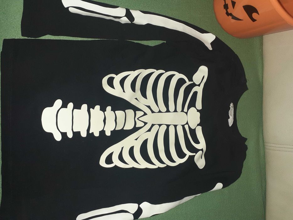 Tricou din bumbac cu imprimeu schelet fosforescent,Halloween