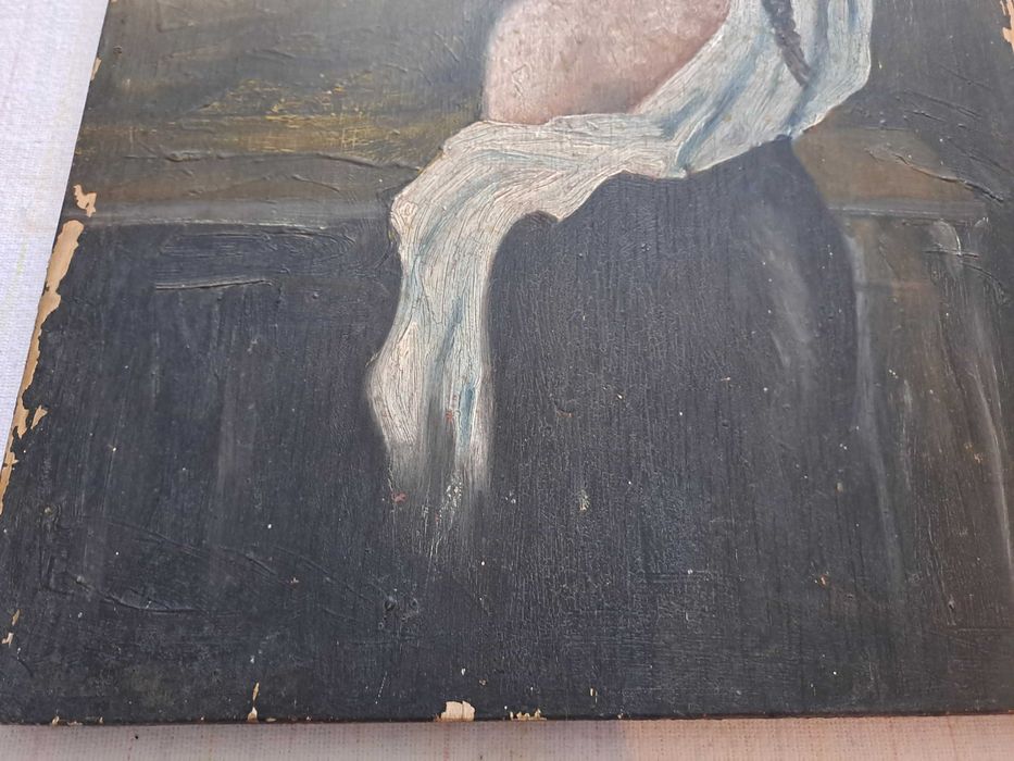 tablou vechi pictura pe lemn 50/35 cm