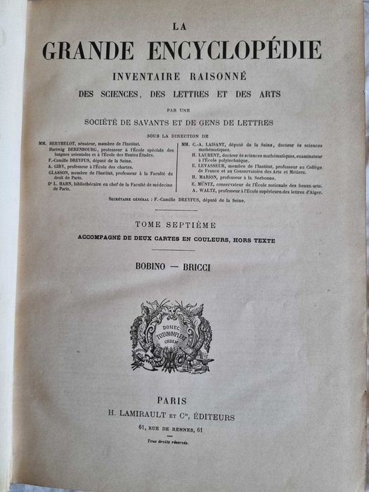 Colectie carte veche" La Grande Encyclopedie" 20 volume anul 1886