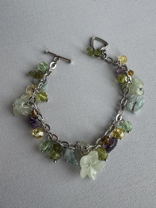 Bratara din argint cu jad, peridot, ametist, citrin si zirconii