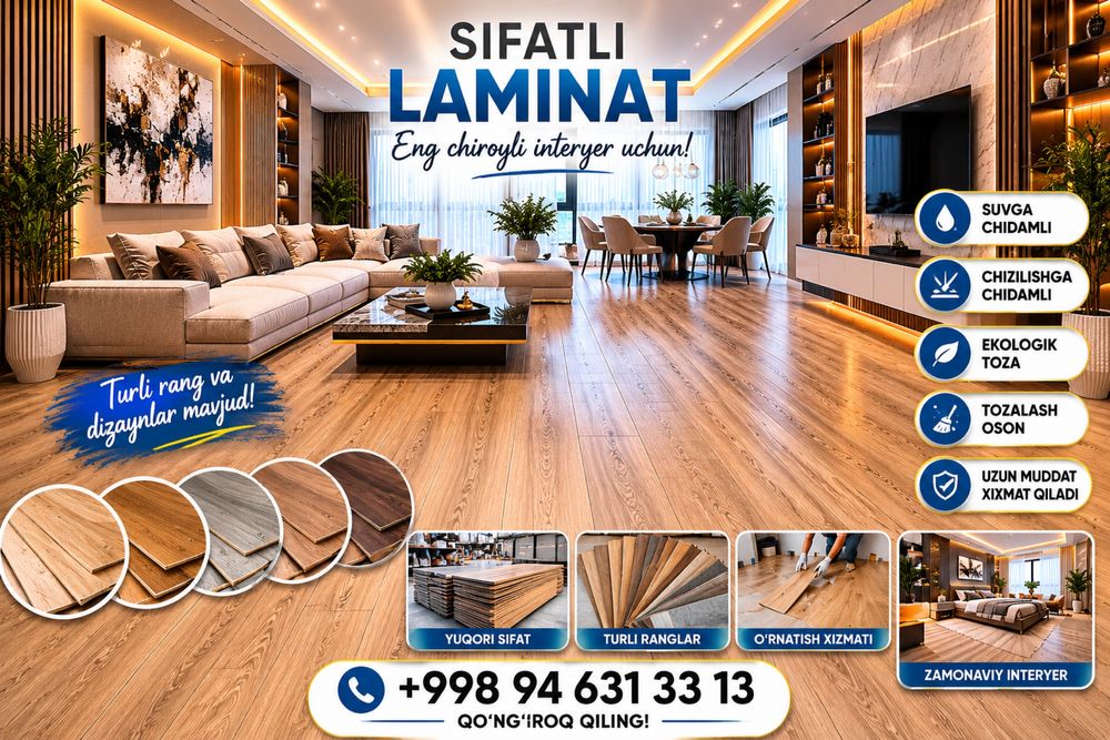 Laminat | Tarket |  SPC | optom dostavka xizmati  bor