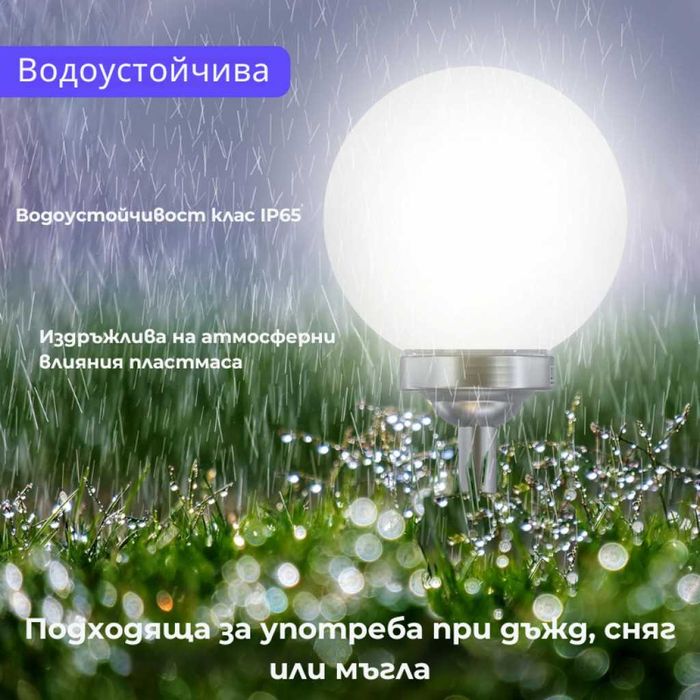 Соларна градинска лампа сфера BONETTI Ø30