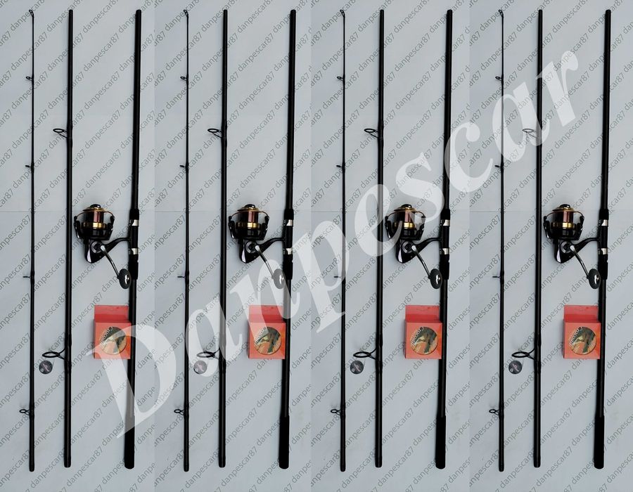 SET 4 Lansete WB 3,9m din 3 bucati+4 Mulinete GB8000+4 ROLE 300M FIR