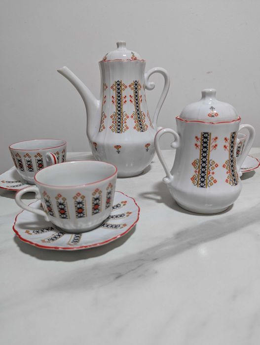 Set cafea/ceai fabrica PORȚELAN Alba Iulia– 6 CEȘTI – vintage ROMÂNESC