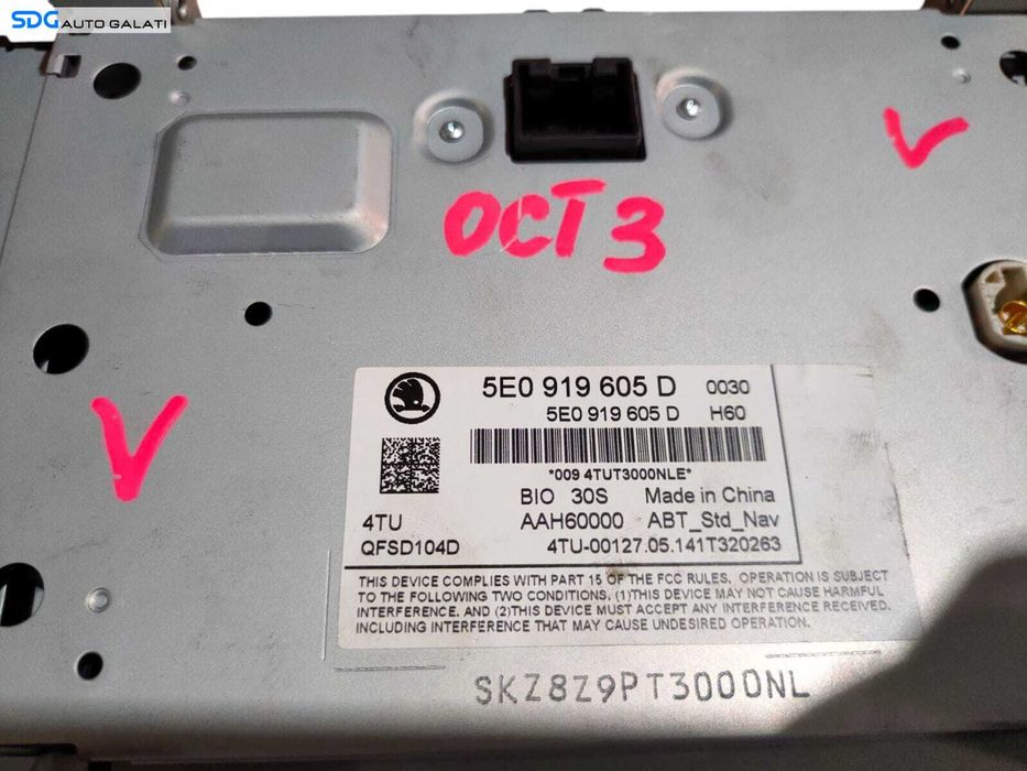 Ecran Display Afisaj Navi Navigatie Skoda Octavia 3 2013 - 2017 Cod 5E0919605D [L5590]