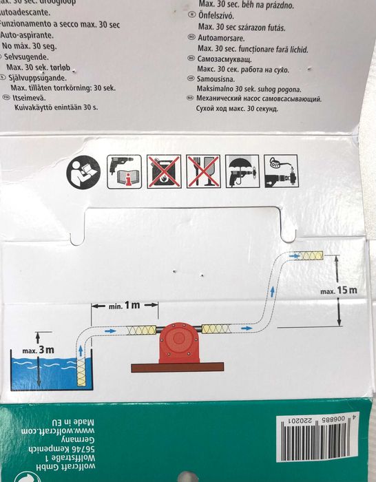 помпа за бормашина за вода, масло, водна помпа,Wolfcraft Германия