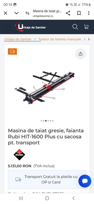 Rubi Hit 1600 masina de taiat gresia manuală profesionala