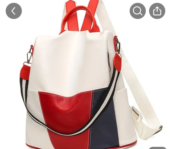 Дамска раница с голямо отделение в нов стил ,съчетание от свежи цветов