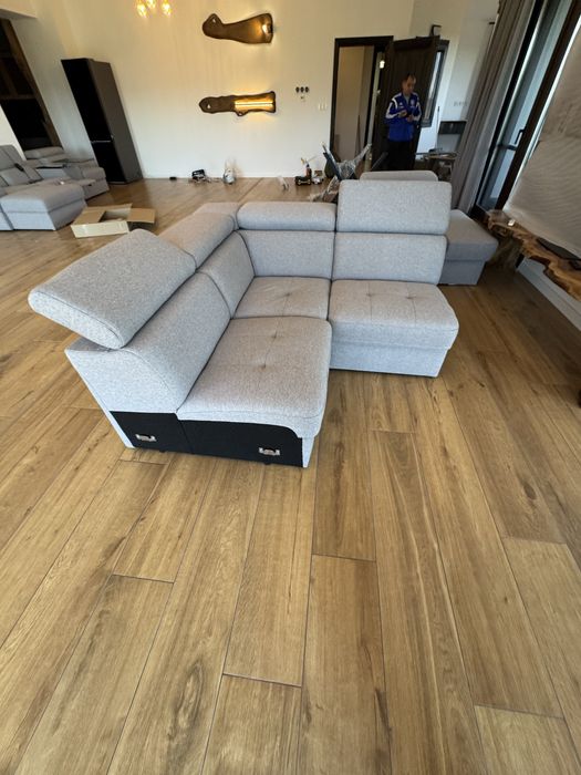 ЧИСТО НОВ ЪГЛОВ ДИВАН С МНОГО ФУНКЦИИ ЕЛ. Канапе , подвинжа маса  и др