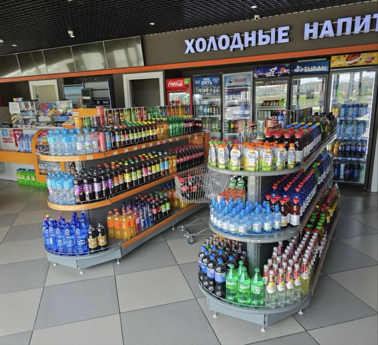 Доконлар учун полкалар, Темир стеллаж, Прилавка, Витрина, Токча,