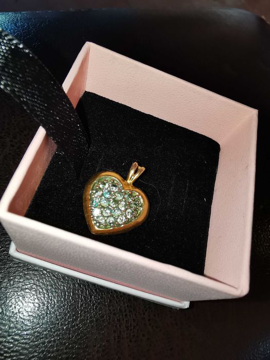 Pandantiv aur 9ct,inima și cubic zirconia