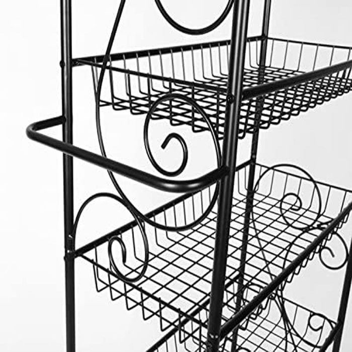 Метален стелаж на 6 нива с колелца за дома MW0109BK-N