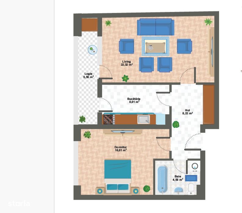 Apartament 2 camere | Decoamndat | 68,69mp | Finisaje la alegere |