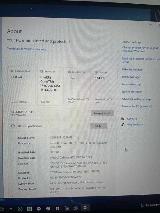 Vand Desktop PC | Nvidia 1080TI 11GB | 32GB Ram | i7-9700K 3.60 GHz