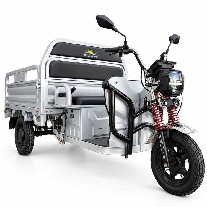 Triciclu Electric 1500W cu CIV Baterie 20Ah Cargo TUK TUK Bena Basculabila 2 Locuri