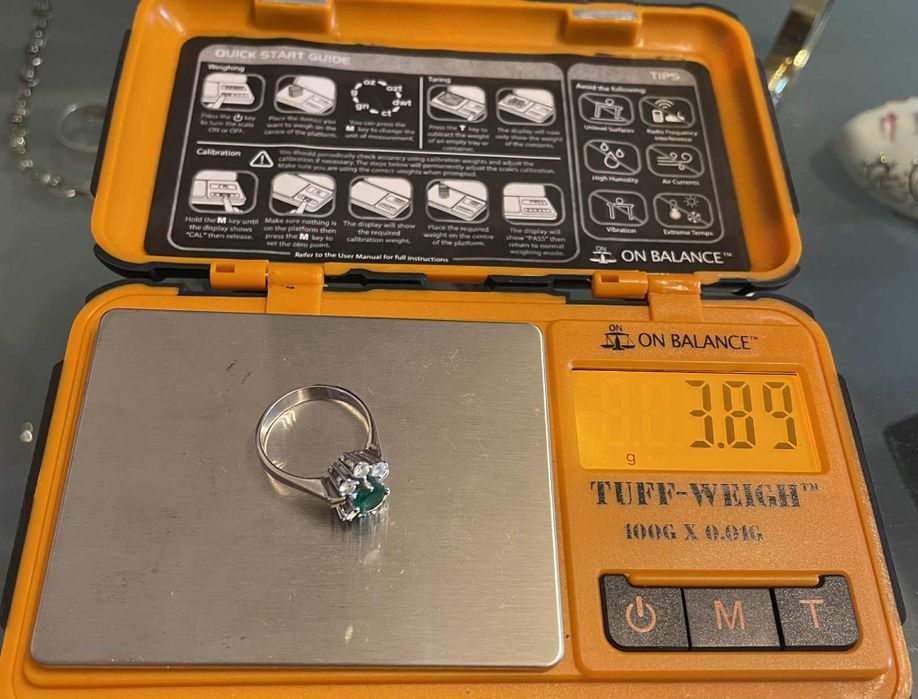 Inel aur 14k cu smarald și diamante