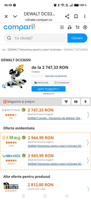 Circular de banc Dewalt dcs365 18v