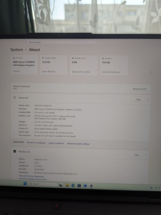 Laptop Lenovo Legion 5 pro RTX 3070 Ti