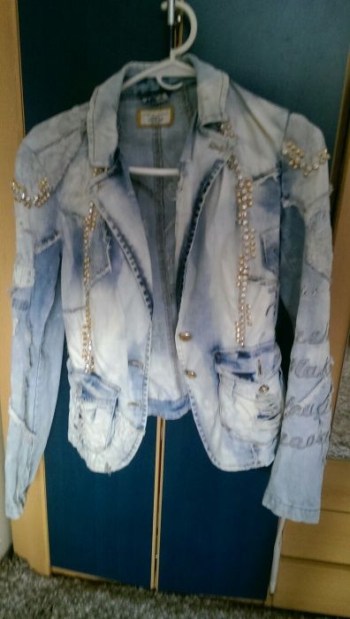 Дънково сако с камъчета