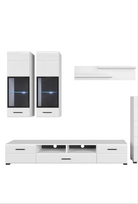 Mobila living, pal lucios, culoare alb