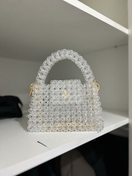 Сумка из бусин белая