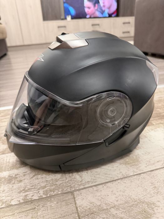 Set echipament moto: Cască rabatabilă FGN + Mănusi piele Furygan + Cagulă + Guler fular