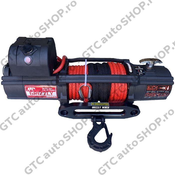 troliu rapid grizzly winch 12000, raport 72.5:1, cablu sintetic