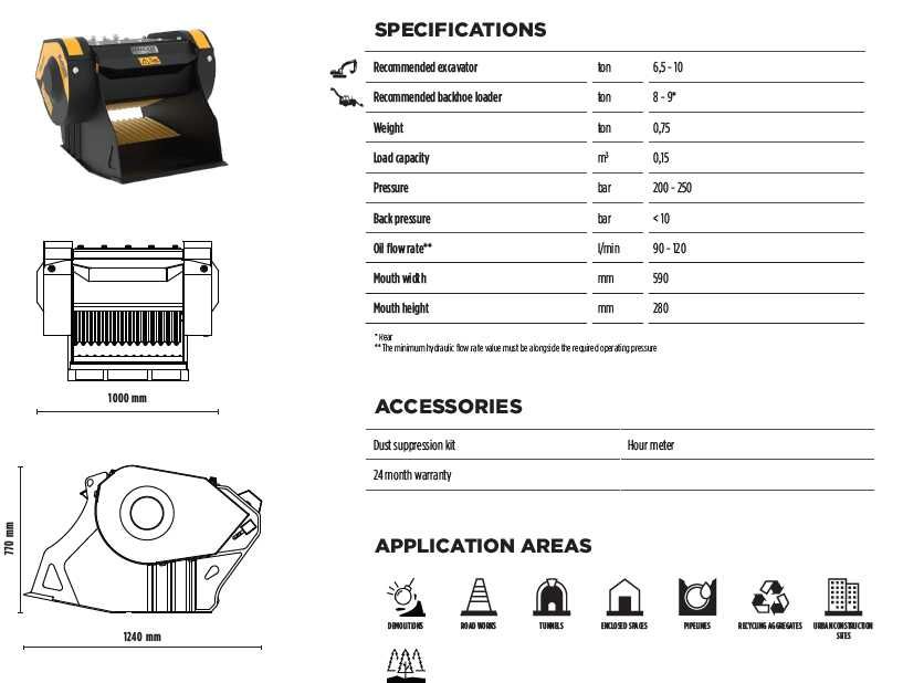 Cupa concasare MB Crusher MB-C50 pentru excavator de 6,5-10 ton