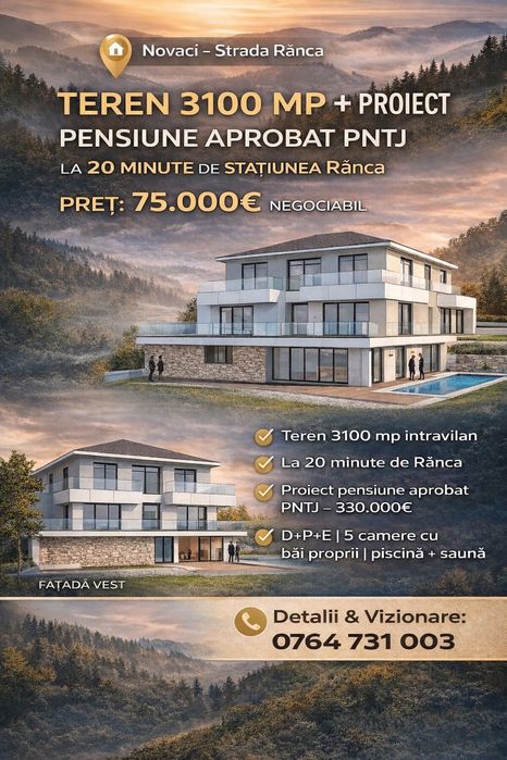 Vând TEREN INTRAVILAN + proiect P.N.T.J. APROBAT + srl