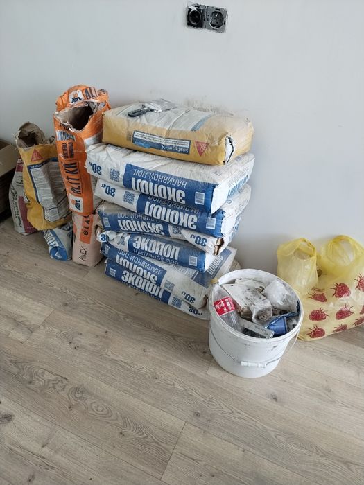 Наливной пол 6 мешок, кафельный клей 1мешок