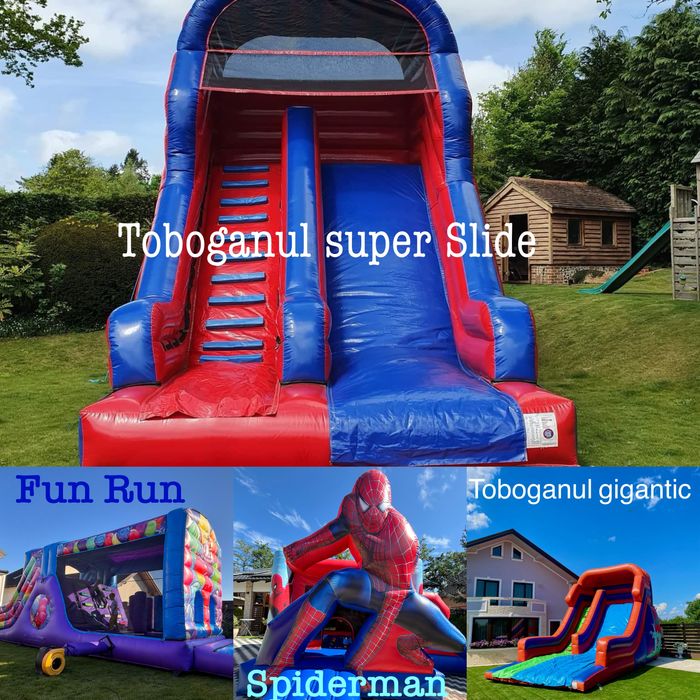 Tobogane/Topogane gonflabile/vata pe bat/panou foto/popcorn/boxa/