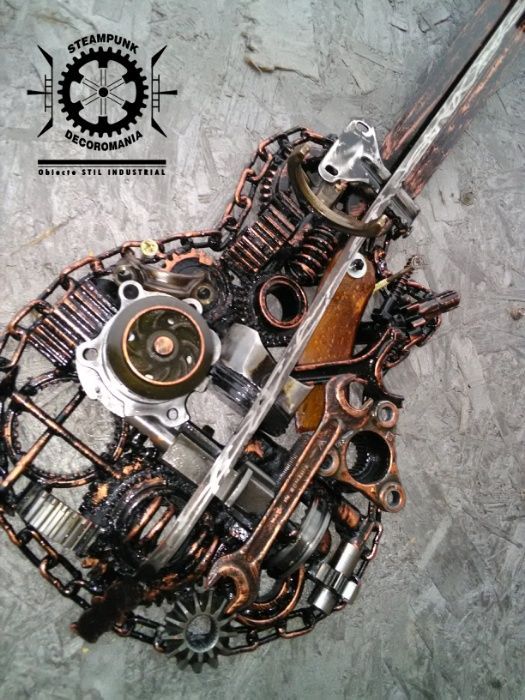 CHITARA STEAMPUNk ,stil industrial pentru decor perete