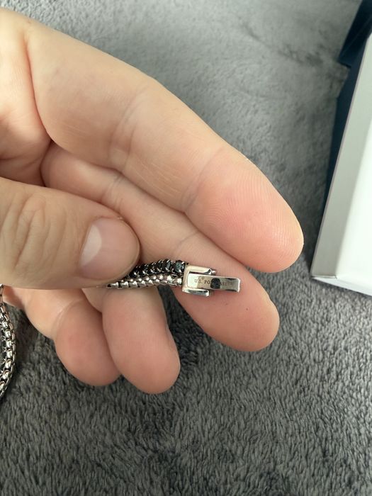 US Polo Assn bratara otel inoxidabil cu pietre negre 20cm noua