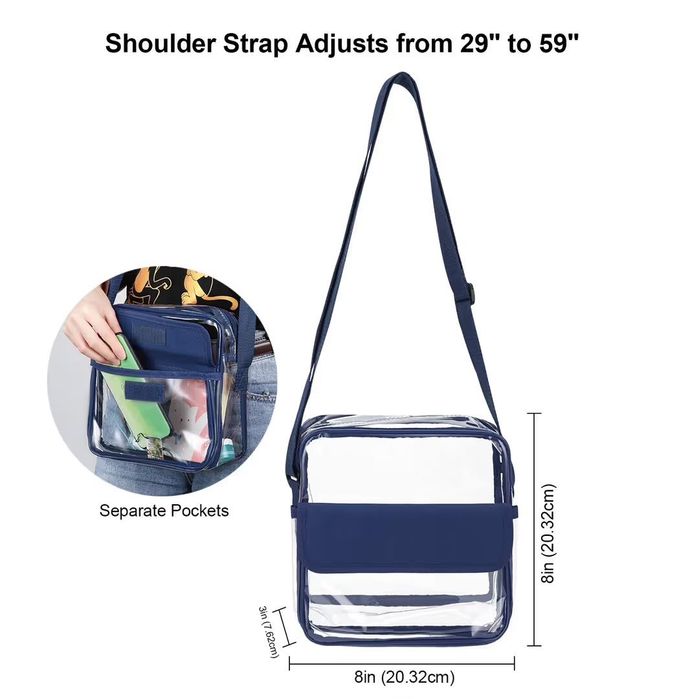 Geantă Crossbody Transparentă Impermeabilă Curea Reglabilă – Albastră
