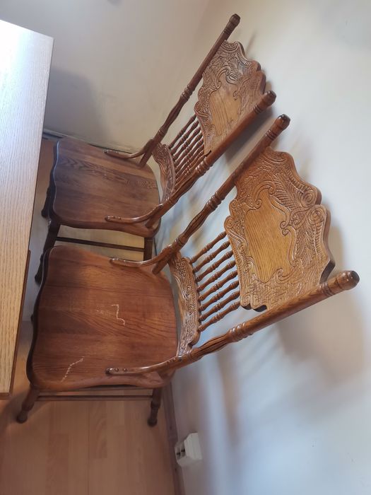 Masa scaune sculptate lemn