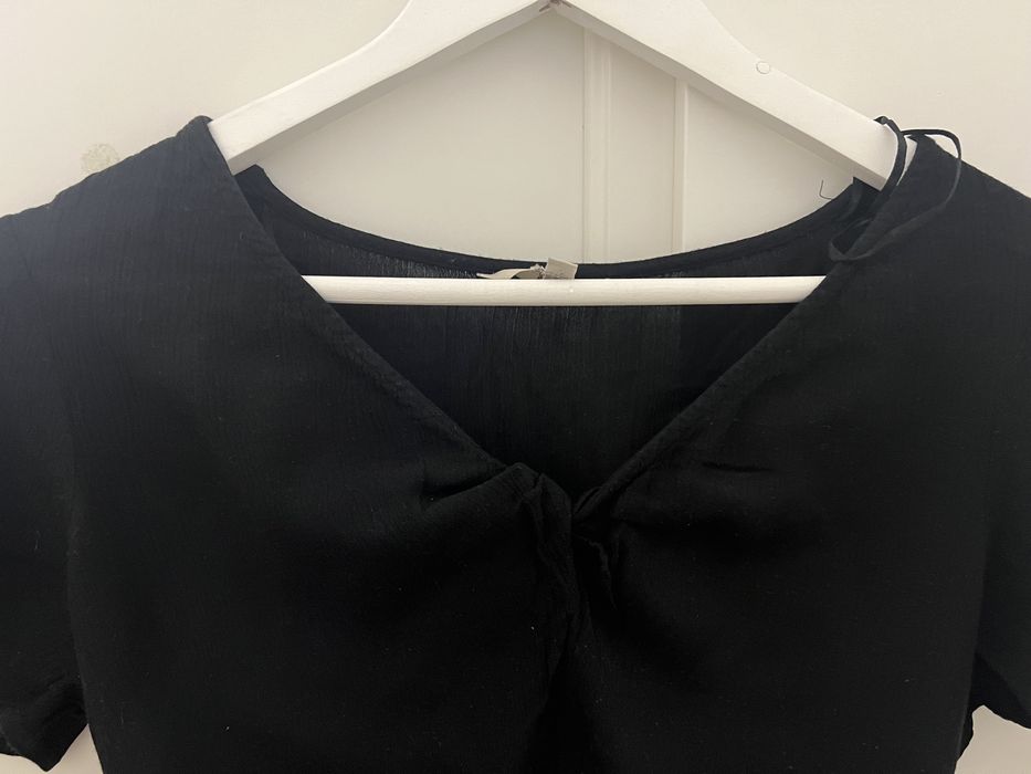 Camasa top negru subtire C&A tricou vara decolteu in V  Xs/S