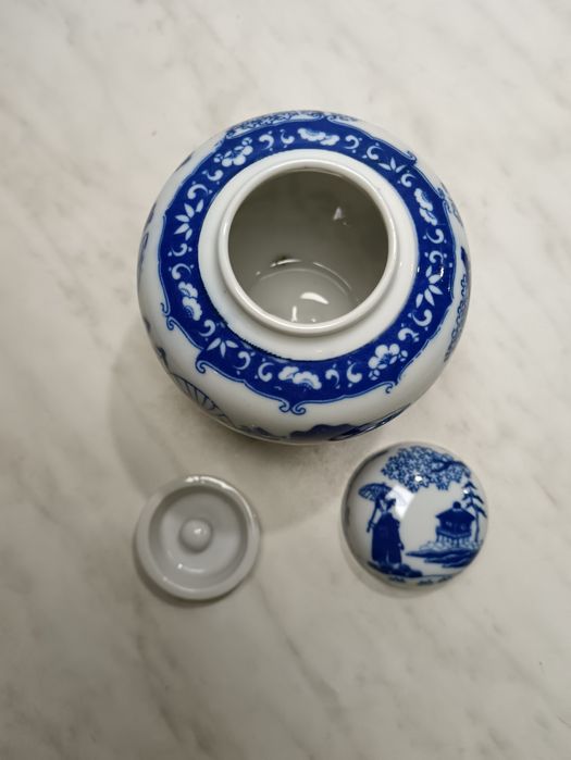 Джинджифилов порцеланов буркан за чай или подправки, двоен капак